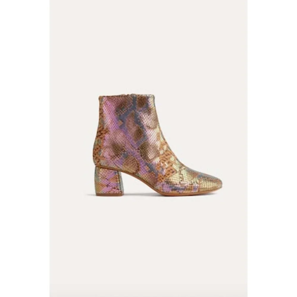 Forte Forte Chic Printed Snakeskin Leather Ankle Boots Caju Womens Size 41 US 9.